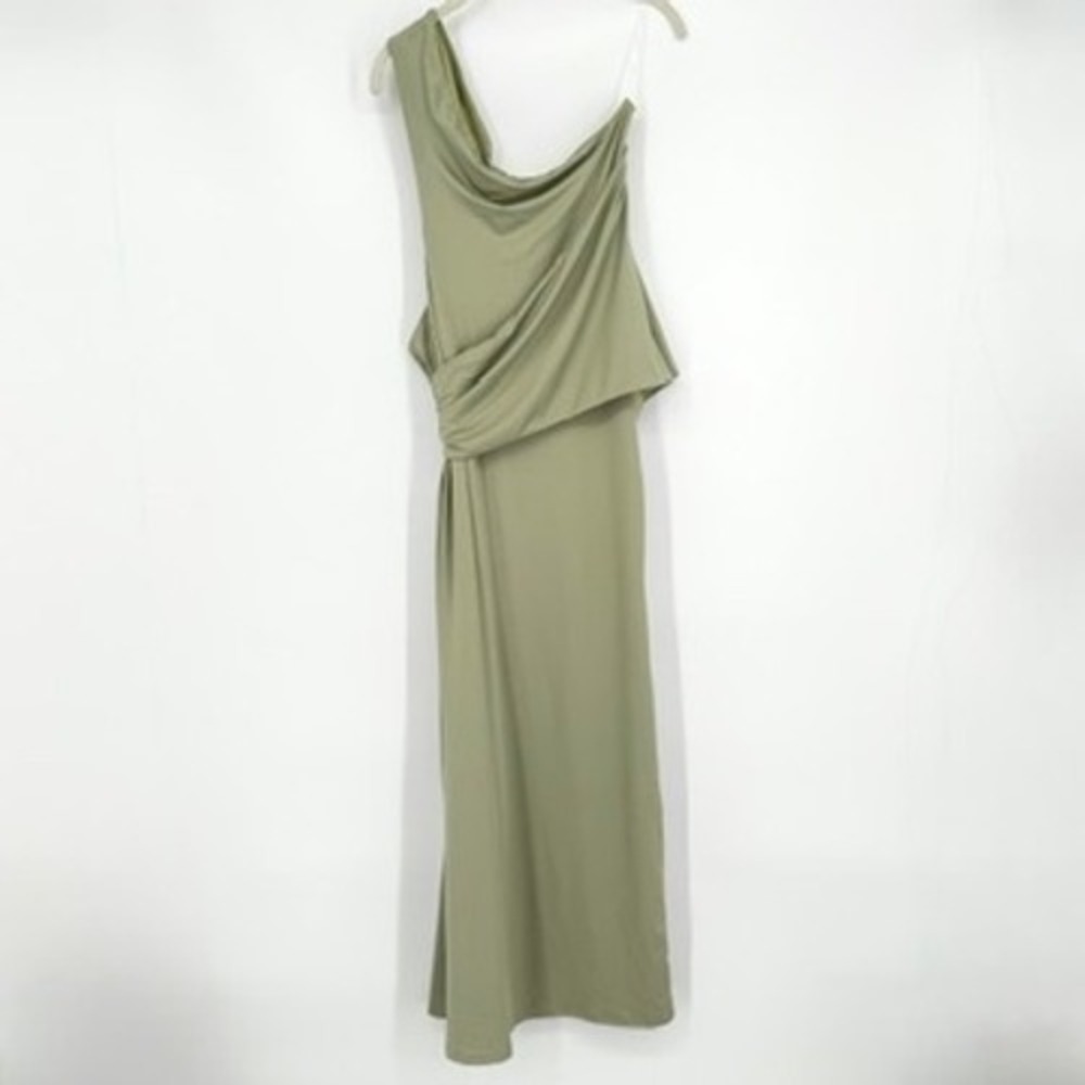 NWT Peppermayo Anette Maxi Dress Sage Green Strapless Gold Detail Cutout Gown 10 - Picture 6 of 16